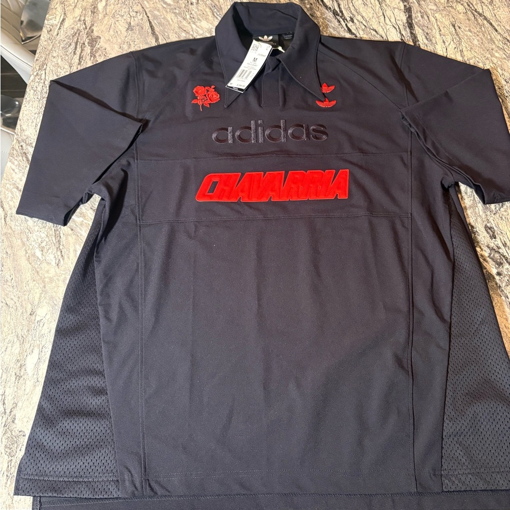 Adidas Men's Polo in Black with Red Details